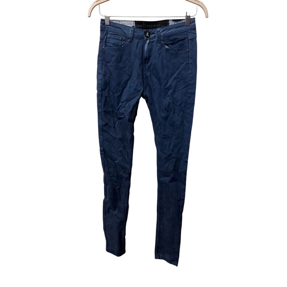 NWT One Teaspoon Sz 24 Navy DIXIES Distressed Low Waist Casual Skinny Jeans